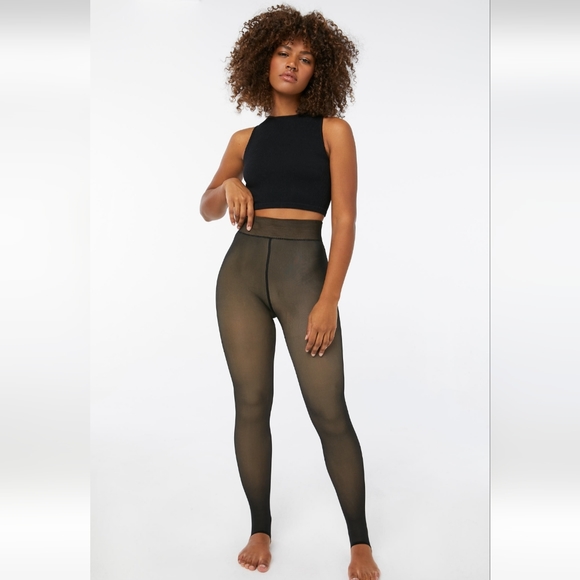 NWT Fleece Lined Translucent Leggings - Picture 2 of 10